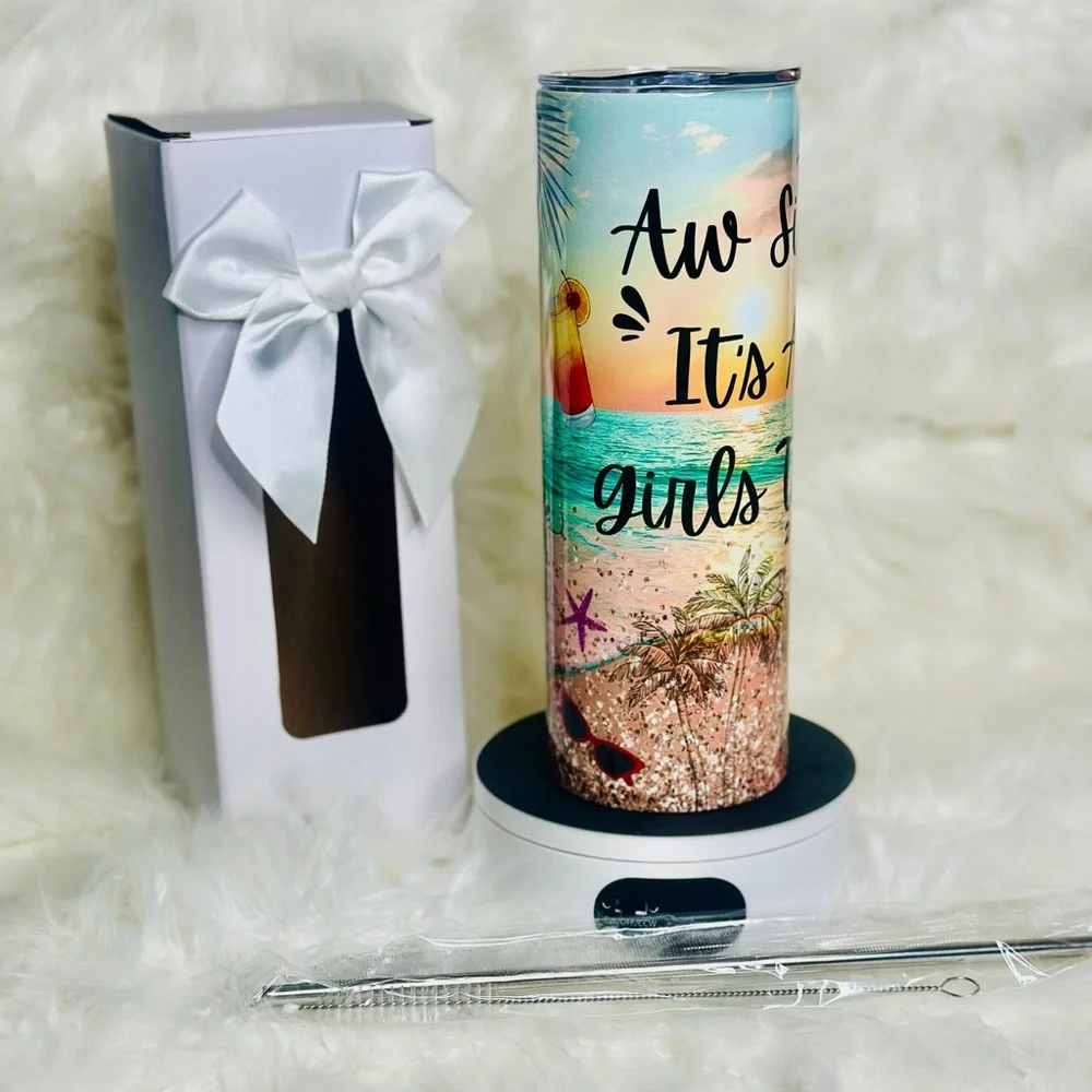Girls Trip 2025 - 20 oz. Stainless Steel Tumbler with Straw, Brush, and Gift Box